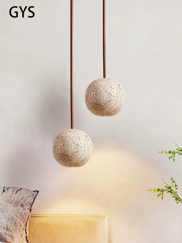 Outdoor Lighting Pendant - Led Pendant Lamp Stone Yellow Travertine