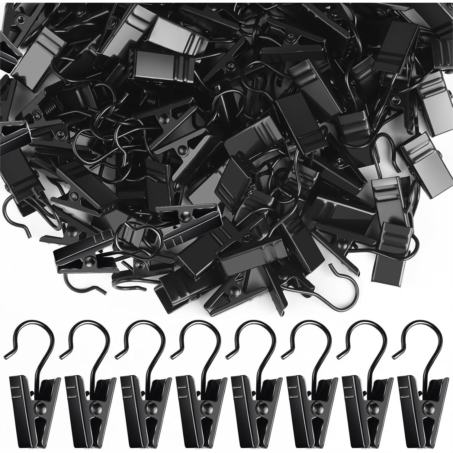 Outdoor Lighting Hooks - 100 Pack Small Curtain Clips for