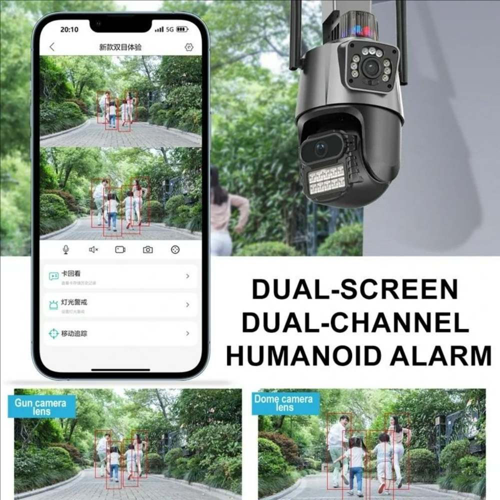 Outdoor Lighting No Electricity - 4K 8MP Dual-Lens Dual Screen Outdoor