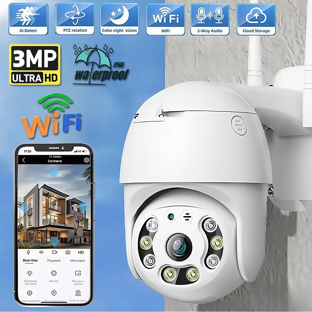 Outdoor Lighting No Electricity - 3MP HD WiFi PTZ Outdoor Security