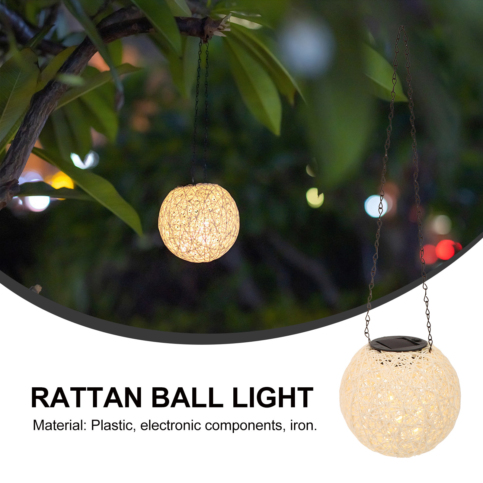 Outdoor Lighting Pendant - 1Pcs Solar Rattan Ball Light Outdoor