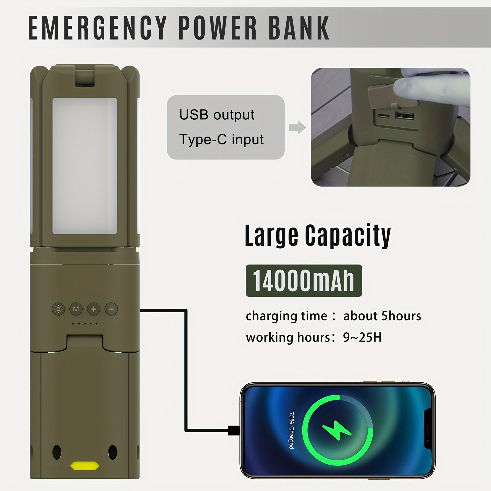Camping Lantern, 14000mAh Rech – Outdoor Lighting Up And Down recenzja i cena