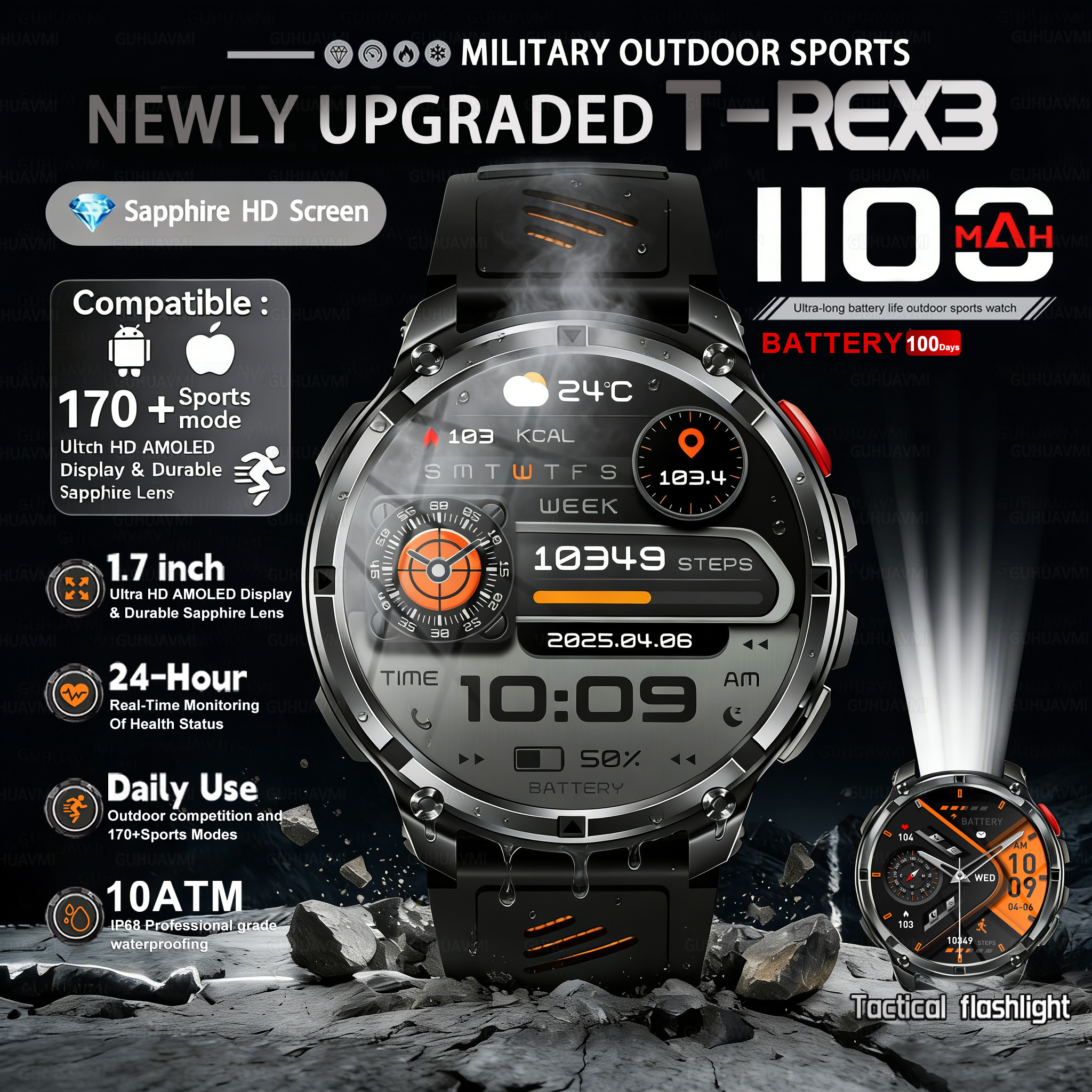 T-REX 3 Military Smartwatch Me – Outdoor Lighting Perspectives recenzja i cena
