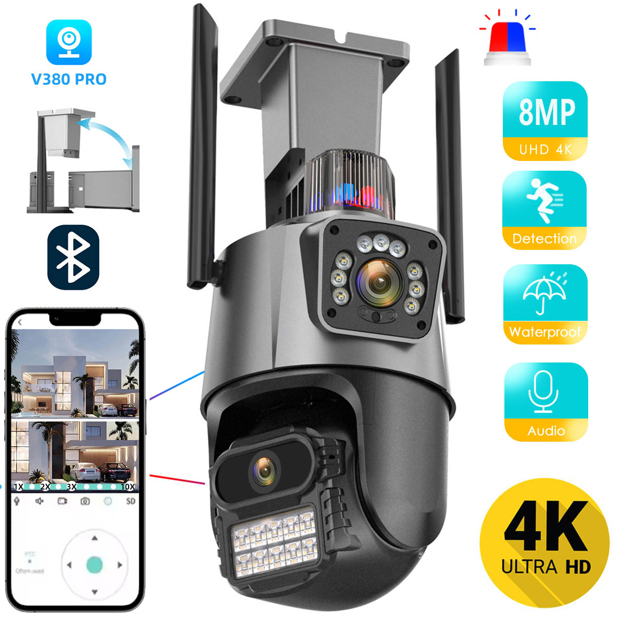 V380 Outdoor Wifi PTZ Camera 4 – Outdoor Lighting No Electricity recenzja i cena