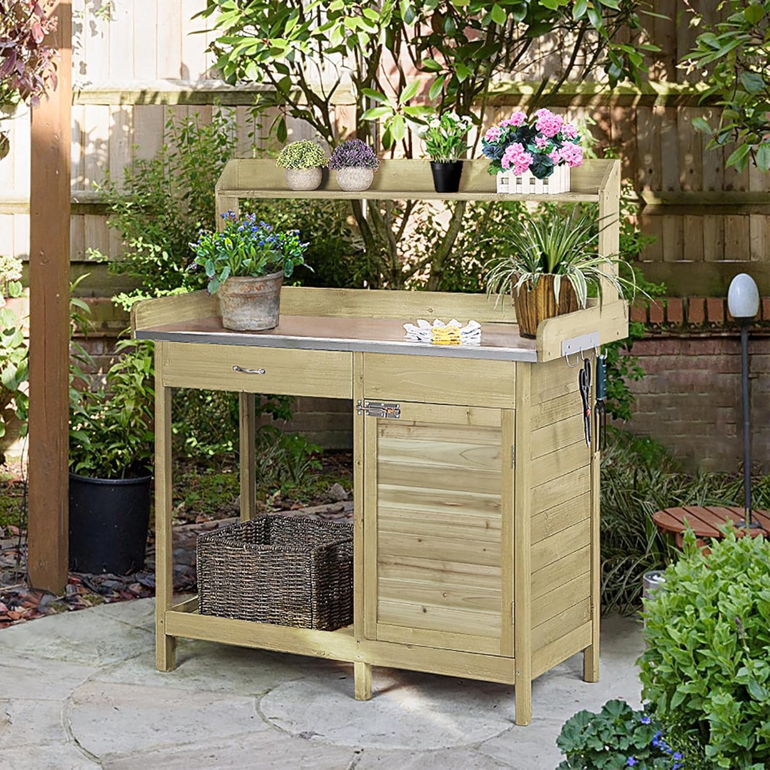 Outdoor Potting Bench Table, G – Outdoor Lighting Hooks recenzja i cena
