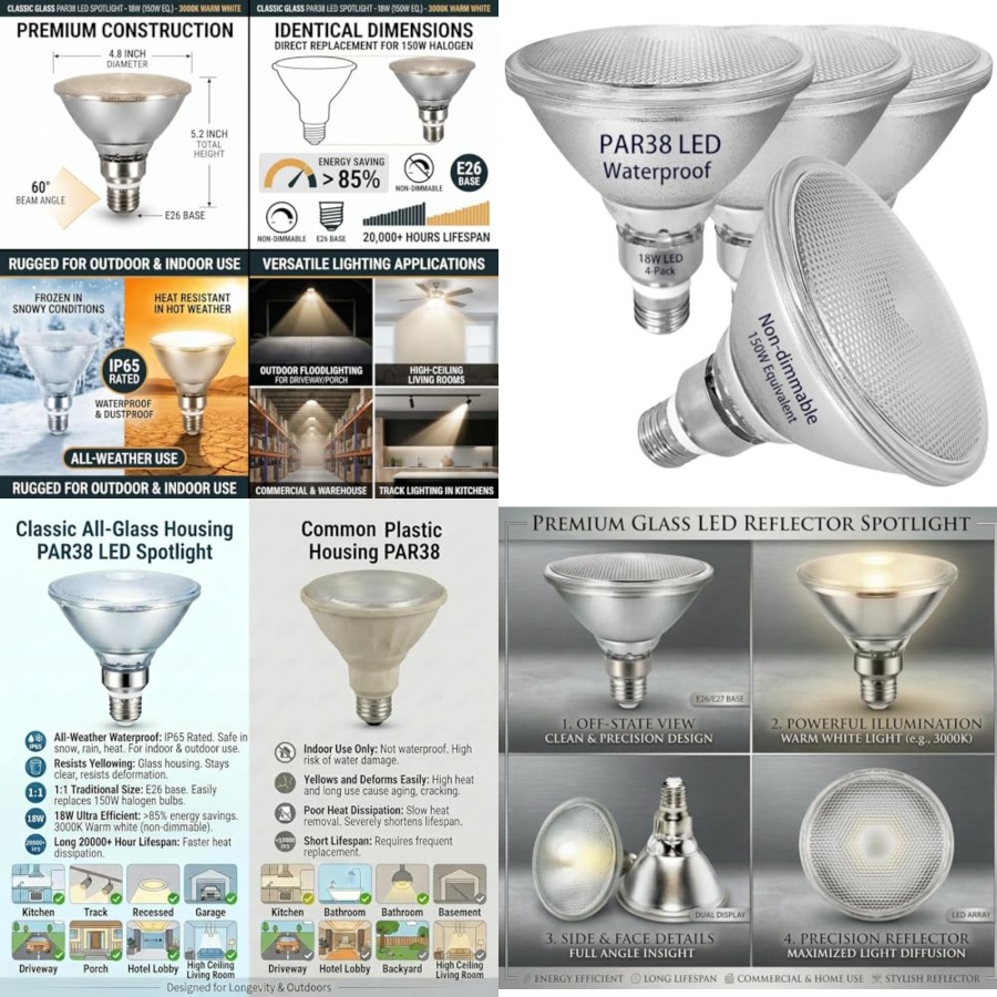 Glass Reflector PAR38 LED Bulb – Led Flood Light recenzja i cena