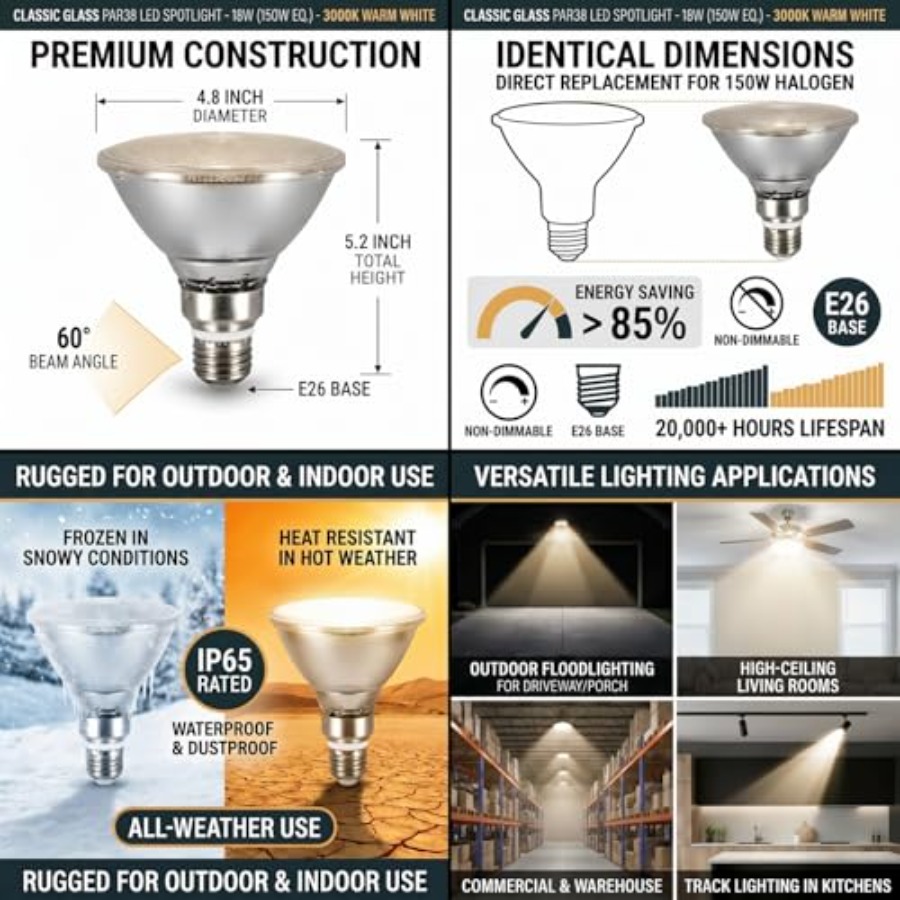 Glass Reflector PAR38 LED Bulb – Led Flood Light recenzja i cena