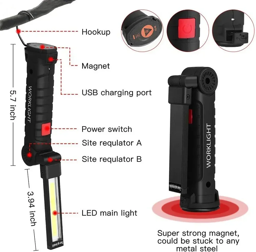 LED COB Flashlight USB Recharg – Outdoor Lighting Hooks recenzja i cena