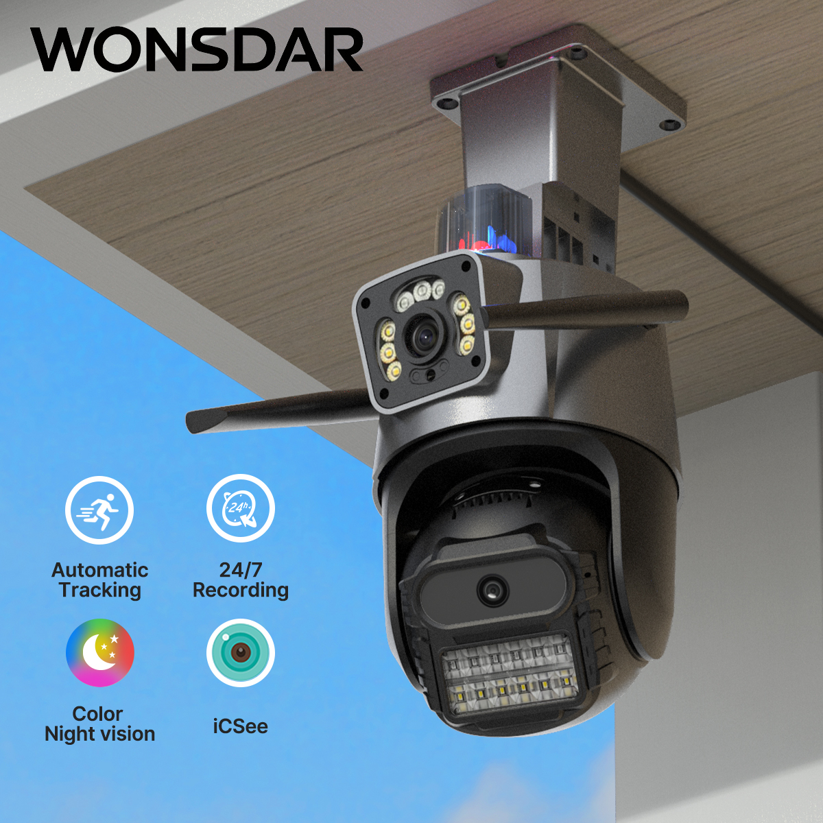 WONSDAR Outdoor Wifi PTZ Camer – Outdoor Lighting No Electricity recenzja i cena